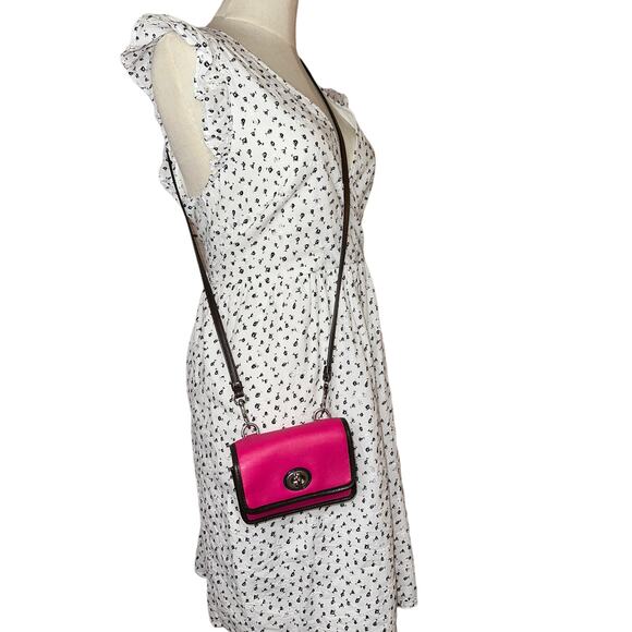 Coach Fuchsia Pink Brown Turn Lock Legacy Mini Crossbody 48022 Bag Purse - Picture 2 of 13